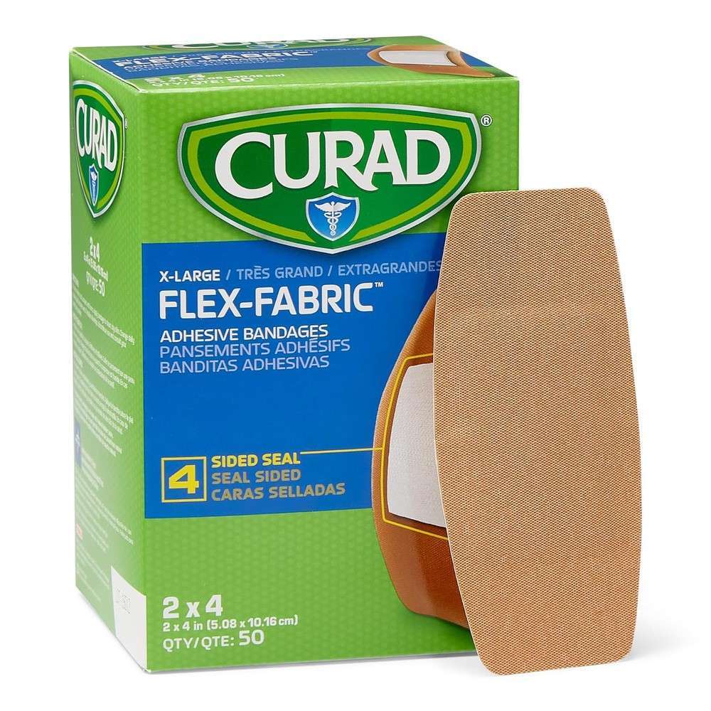 CURAD Flex-Fabric Bandages, X-Large 2x4", 50/Box